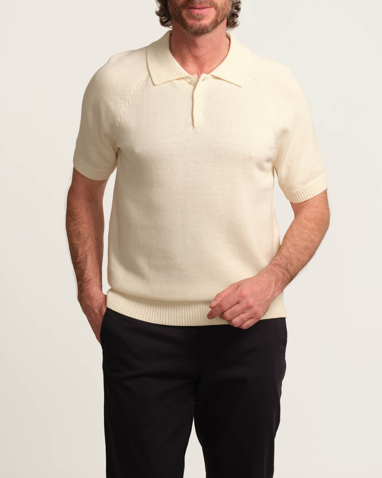 Magaschoni Men's Three-Button Ribbed Sweater Polo | JANE + MERCER