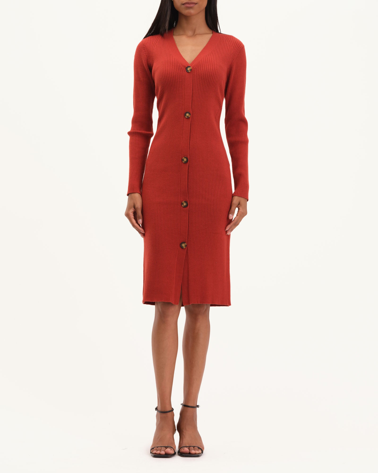 Women s Long Sleeve Button Front Midi Dress Magaschoni