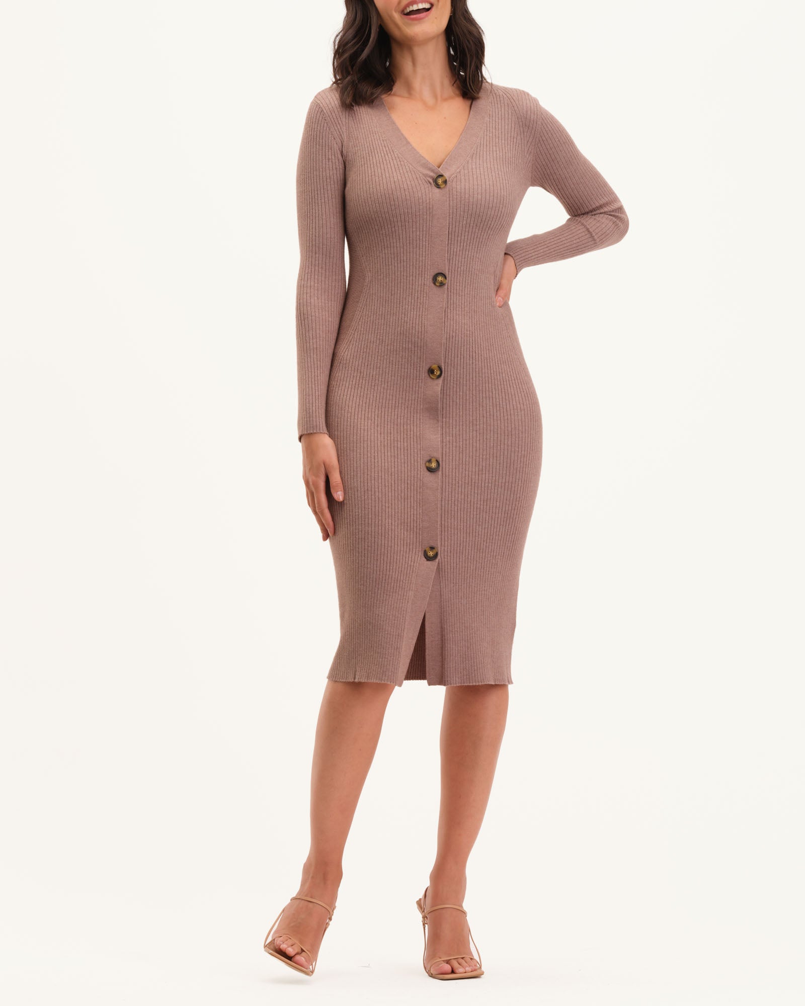 Shop Women's Long Sleeve Button Front Midi Dress | Magaschoni | JANE + MERCER