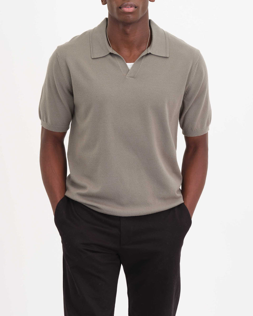 Men's Short Sleeve Buttonless Sweater Polo, Sage | Tahari Men's