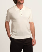 Men's Short Sleeve Button-Through Sweater Polo | Tahari | JANE + MERCER