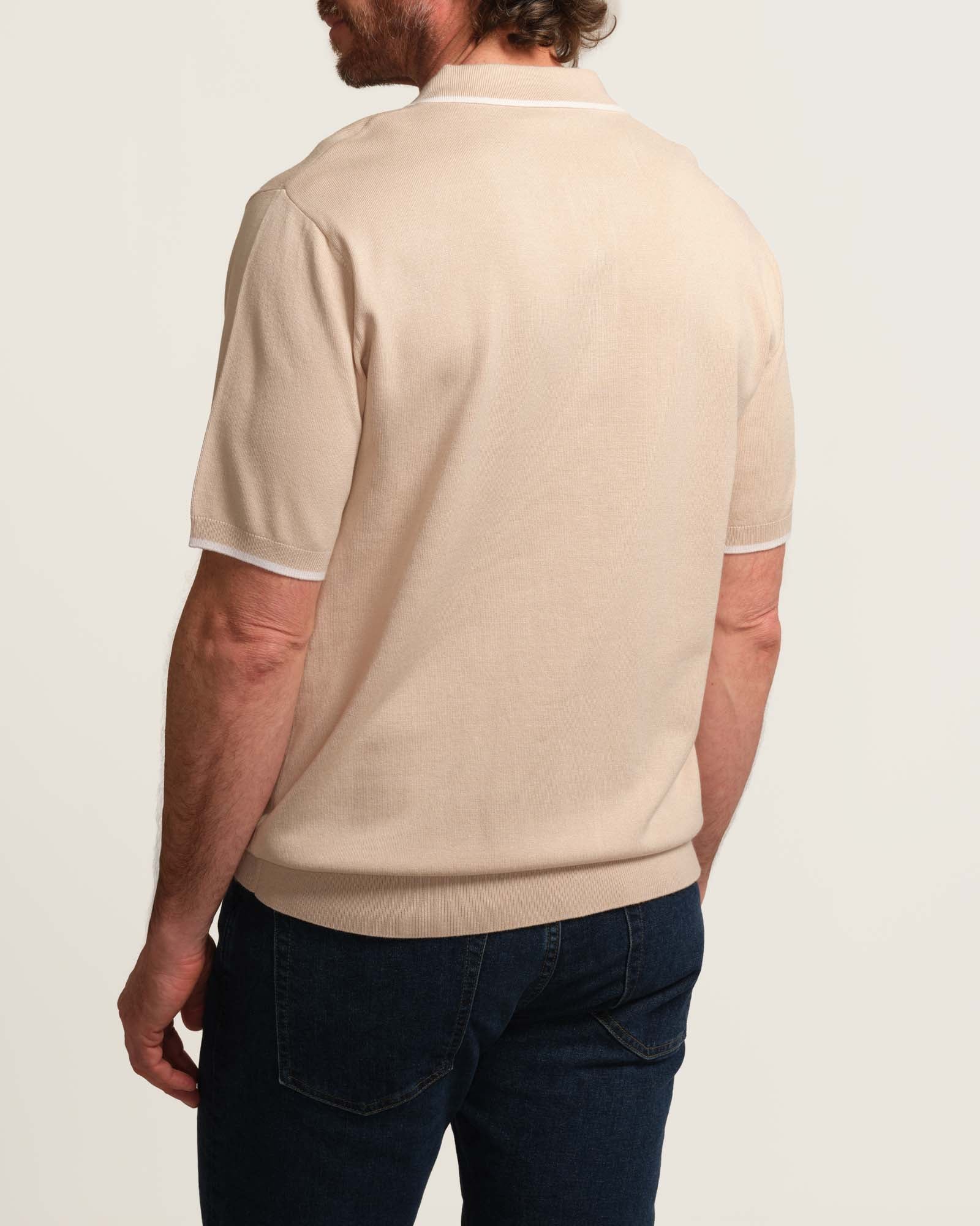 Shop Tahari Men's Short Sleeve Tipped Collar Sweater Polo | JANE + MERCER