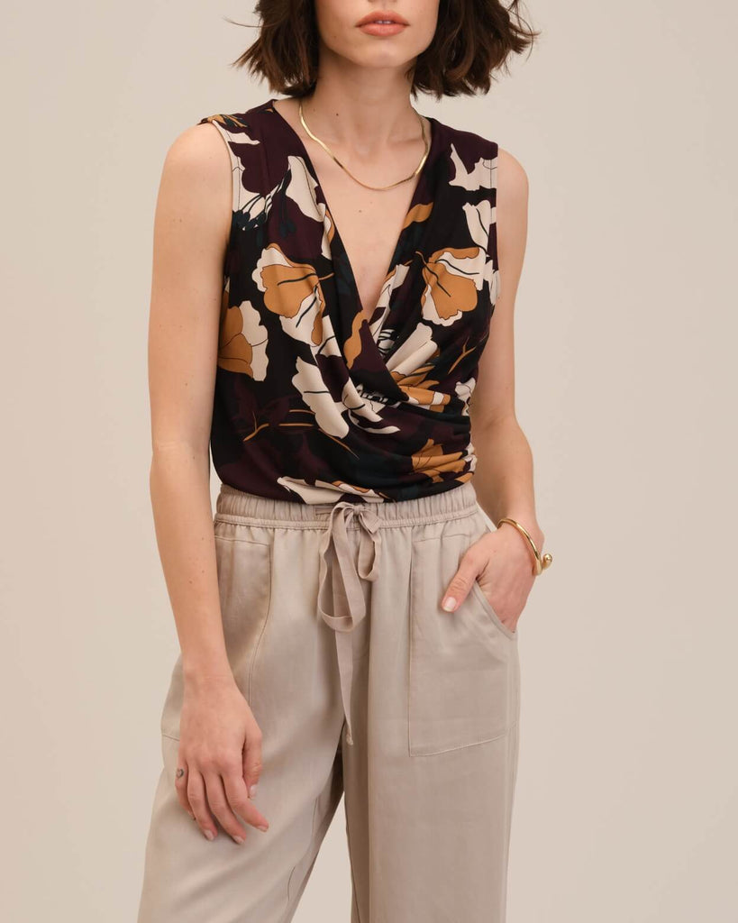 Faux Wrap V-Neck Floral Print Tank | T Tahari