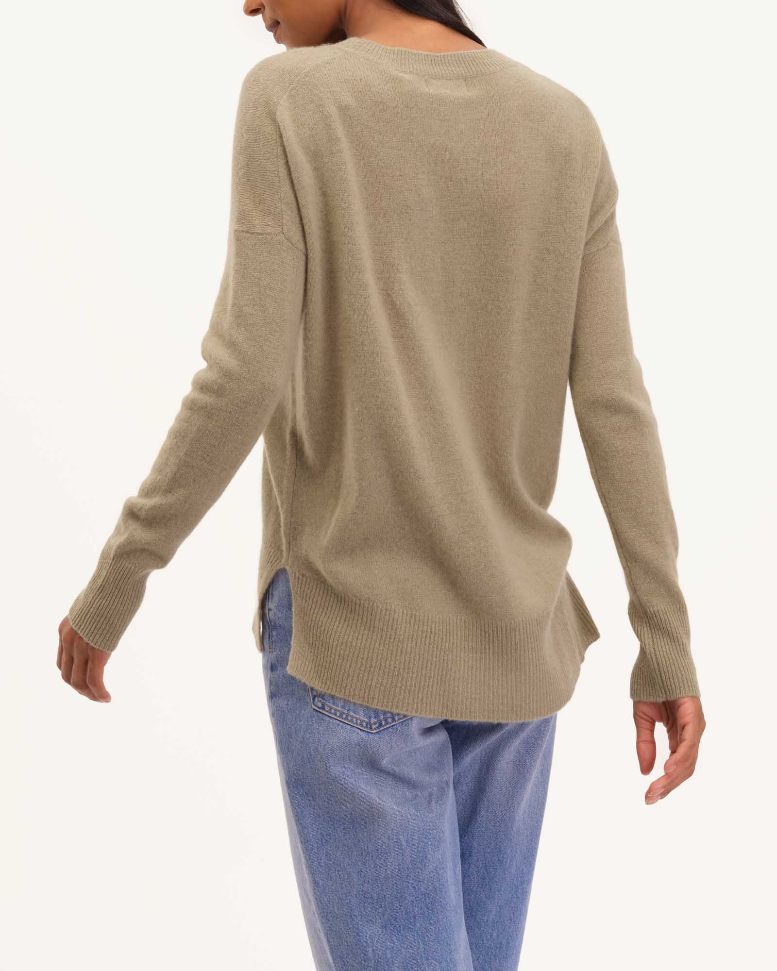 Our classic crew neck cashmere sweater *available in Black, H