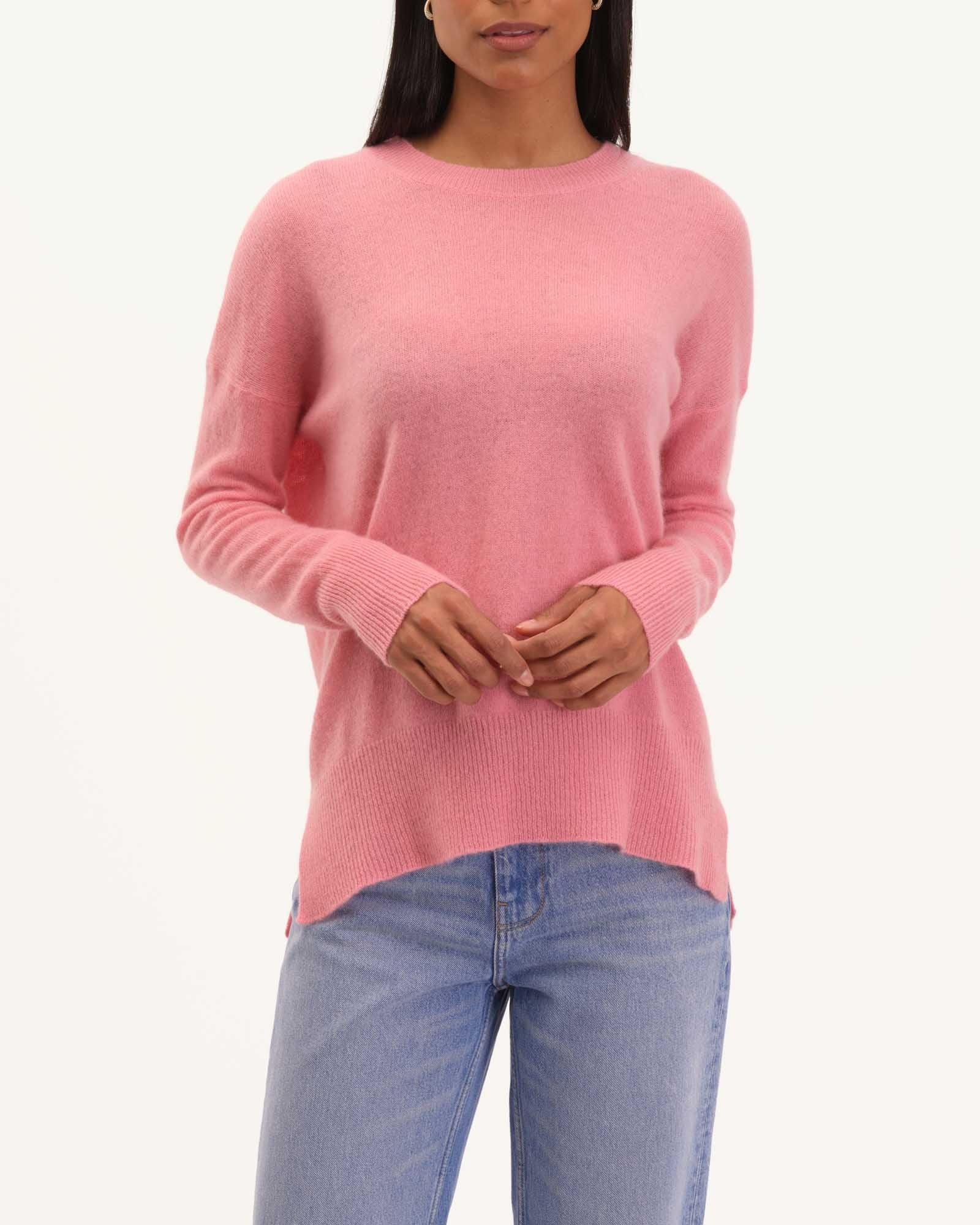 T Tahari Women's Classic Cashmere Crewneck Sweater - Pink Rouge | T Tahari
