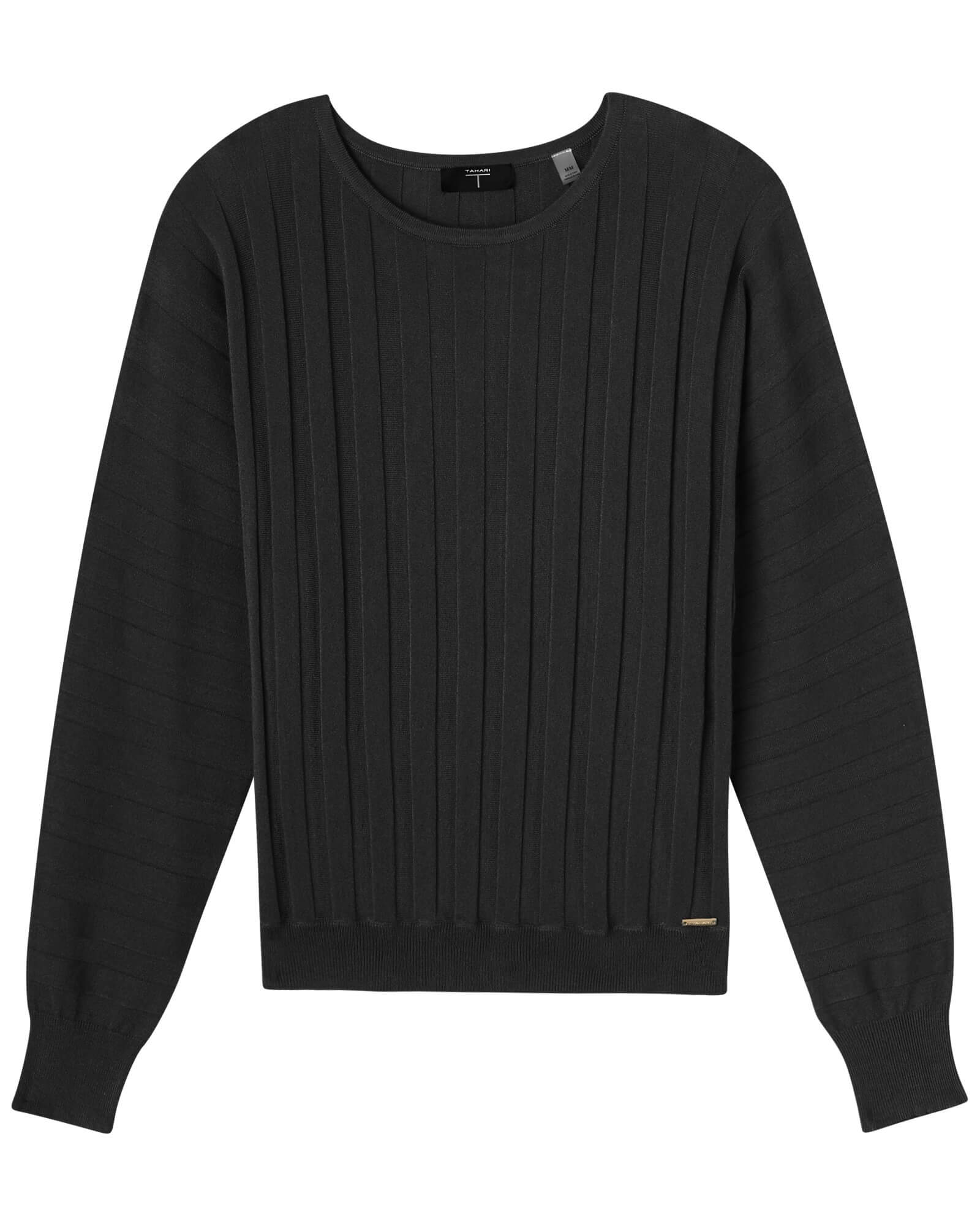 Dolman Sleeve Crew Neck Flared Rib Pullover | T Tahari