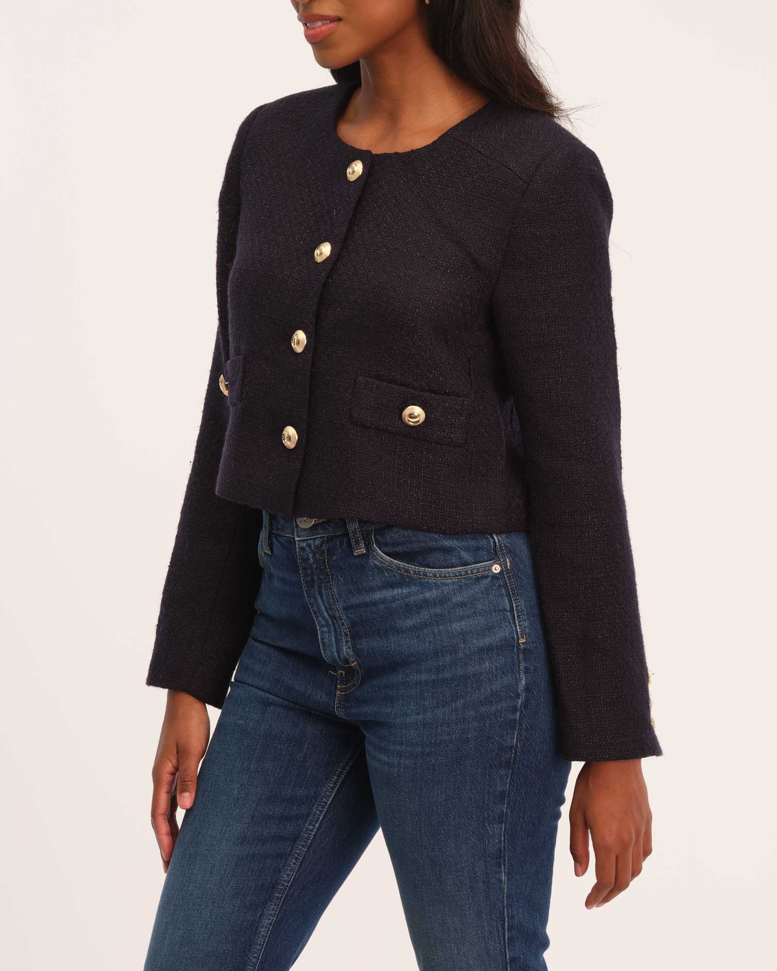 Shop T Tahari Women's Button Front Cropped Tweed Jacket | JANE + MERCER