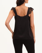 Lace Ruffled Crystal Button Front Cami | T Tahari | JANE + MERCER