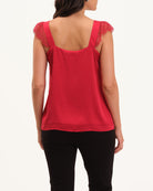 Lace Ruffled Crystal Button Front Cami | T Tahari | JANE + MERCER