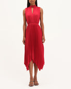 Smocked Mock Neck Pleated Dress | T Tahari | JANE + MERCER