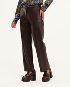 Vegan Leather Slim Pant with Self Belt | T Tahari | JANE + MERCER