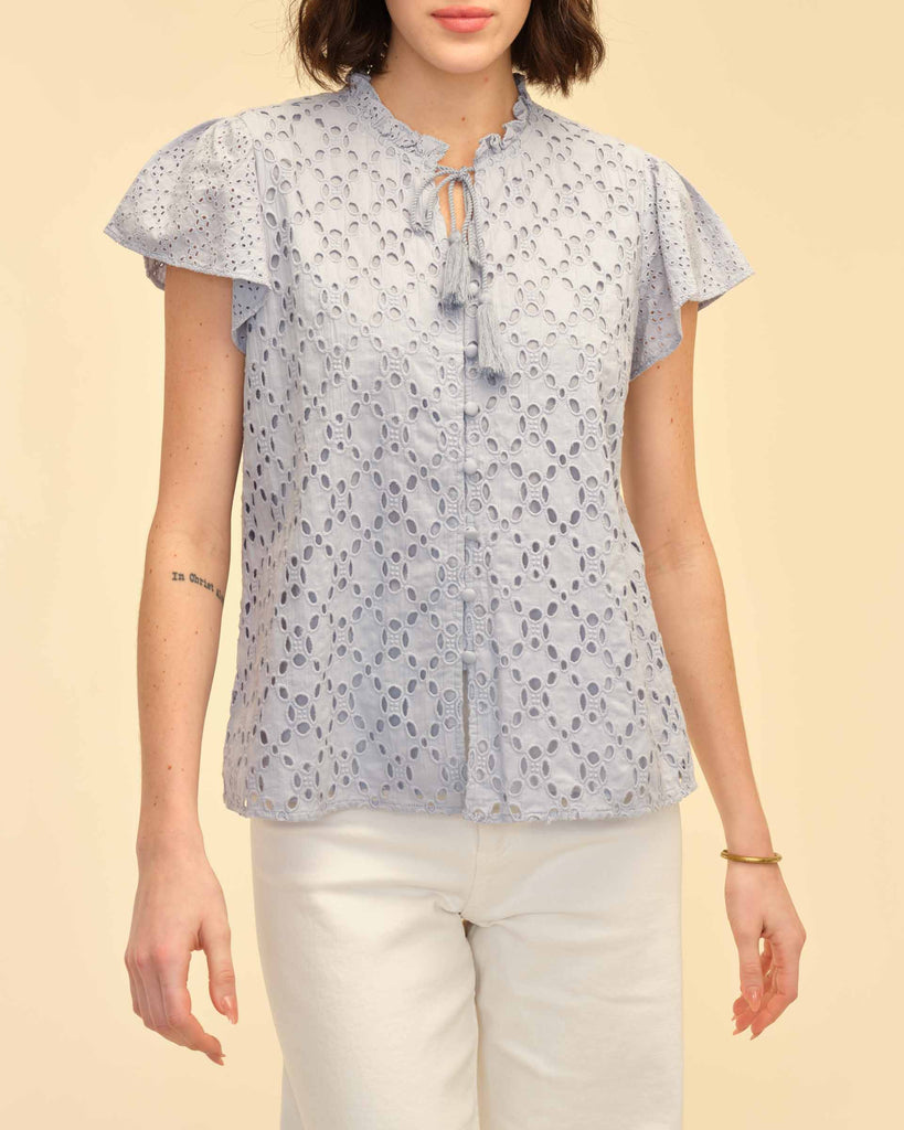Petal Sleeve Eyelet Shirt | Chelsea & Theodore