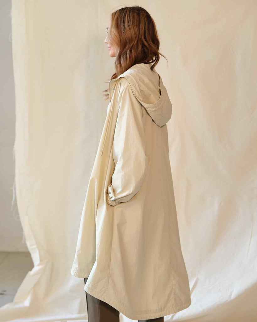 Women's Long Sleeve Hooded Windbreaker, Sand | Industry