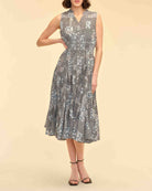 Mosaic Patchwork Smocked Waist Midi Dress | Chelsea & Theodore | JANE + MERCER