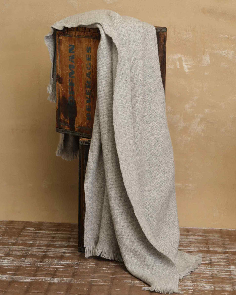 Elie Tahari 50x70 Alpaca and Merino Wool Knit Throw, Flannel Grey