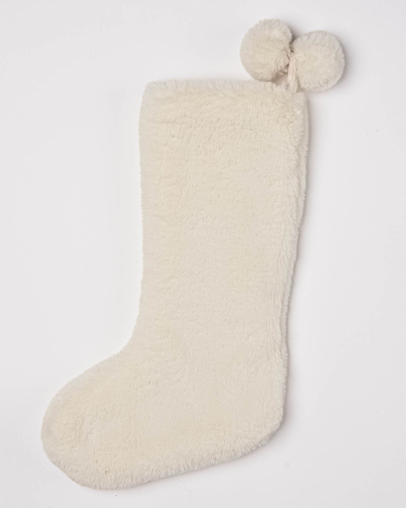 Faux Fur Holiday Stocking, Antique White | Magaschoni Home