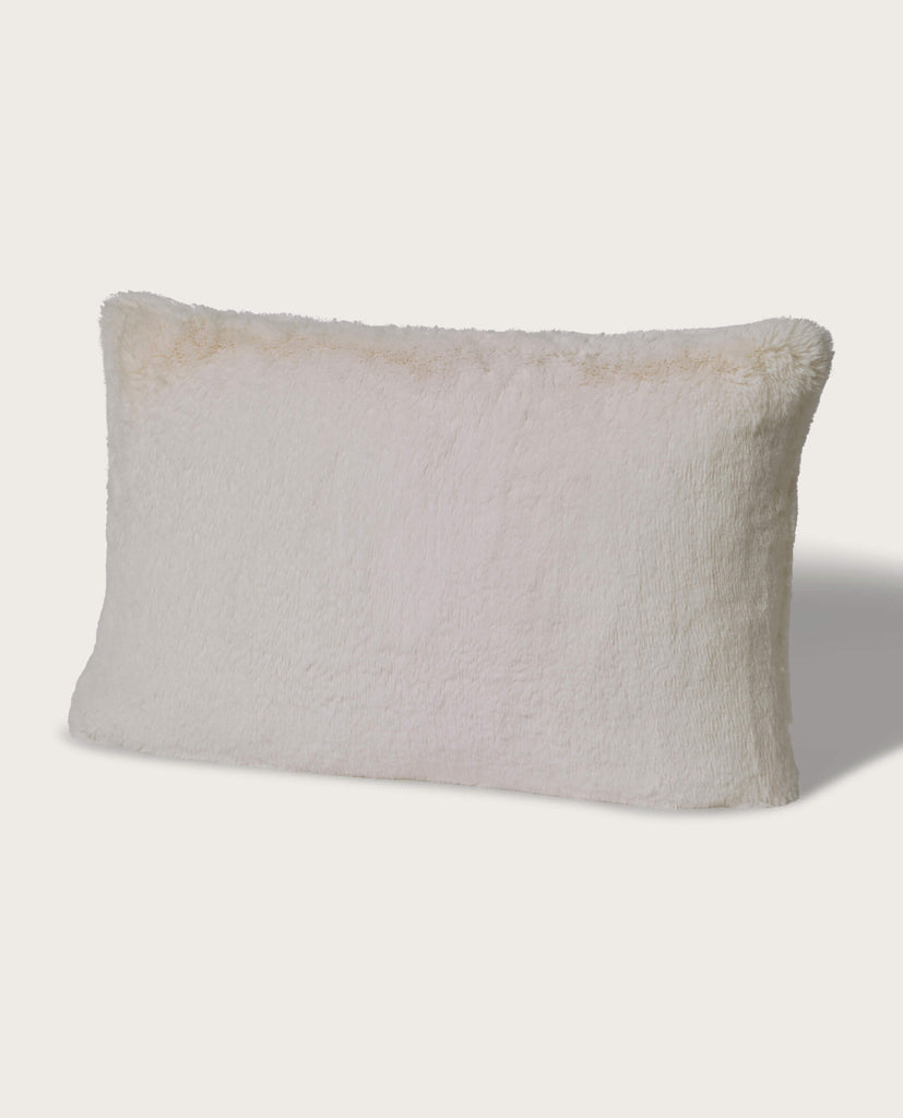 14x22 Big Rabbit Faux Fur Pillow, Antique White | Magaschoni Home