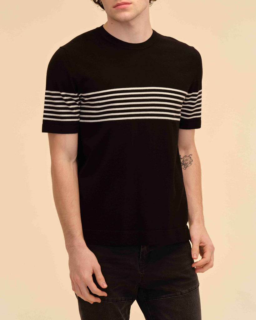 Men's Short Sleeve Striped Sweater | Magaschoni