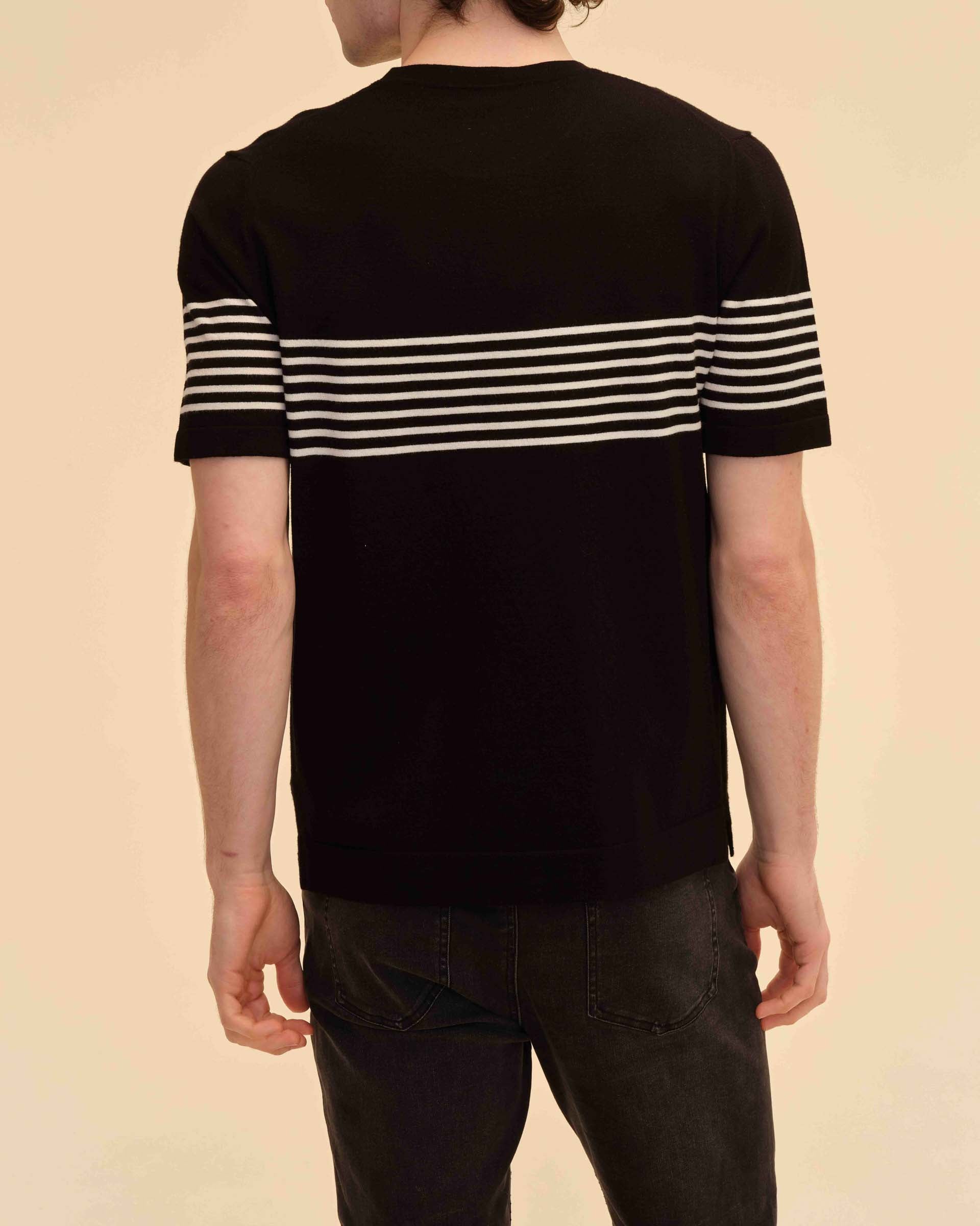 Men's Short Sleeve Striped Sweater | Magaschoni | JANE + MERCER