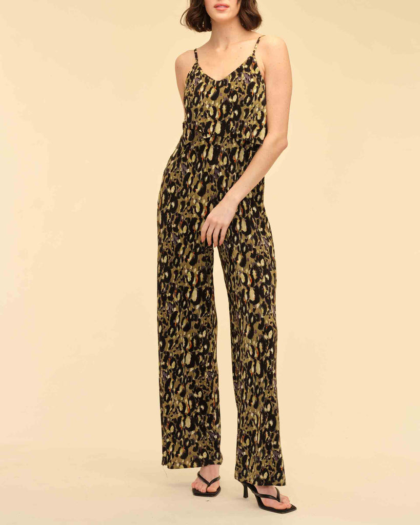 Print V-Neck Wide Leg Jumpsuit | Catherine Malandrino