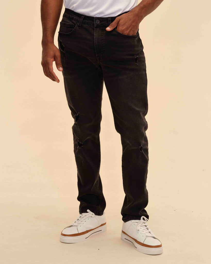 Skinny Black Destruction Stretch Jeans | Truth Men's