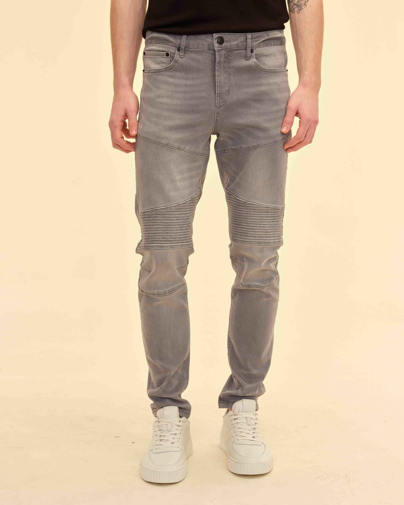Men's Skinny Fit 5-Pocket Biker Jeans, Grey Wash | Truth